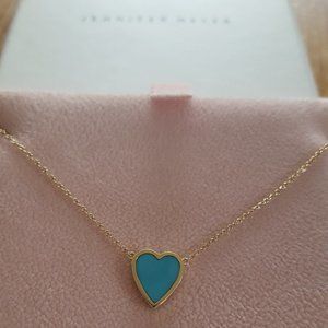 JENNIFER MEYER MINI TURQUOISE INLAY HEART NECKLACE